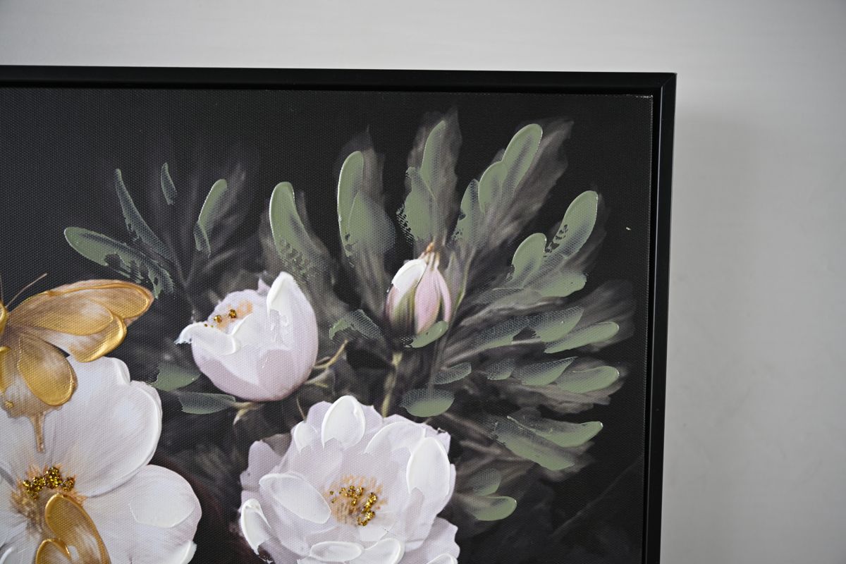 Gold and White Floral Lady Portrait Canvas — view 3