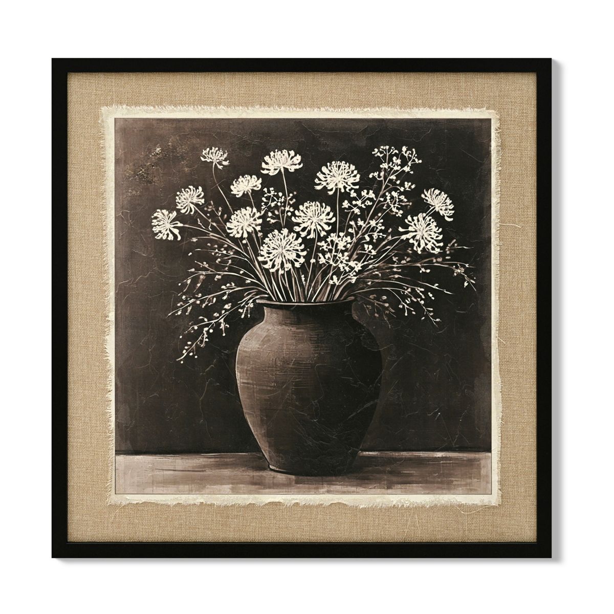 White Flower in Rustic Clay Pot Canvas Art — view 3