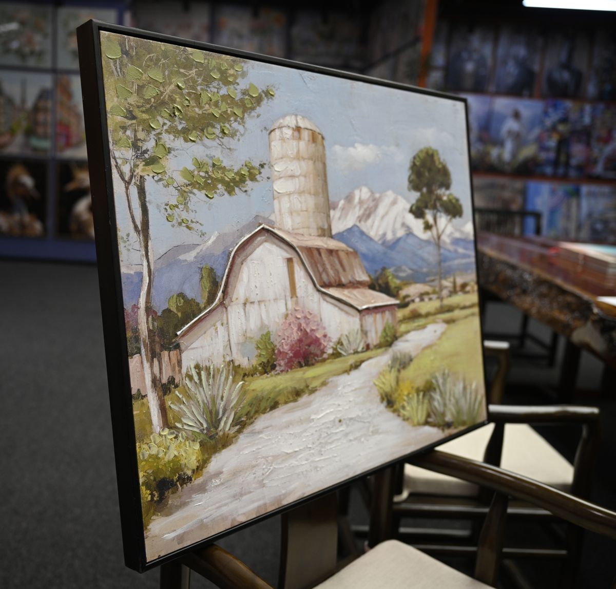 Wildflower Field and Barn Framed Canvas — view 2