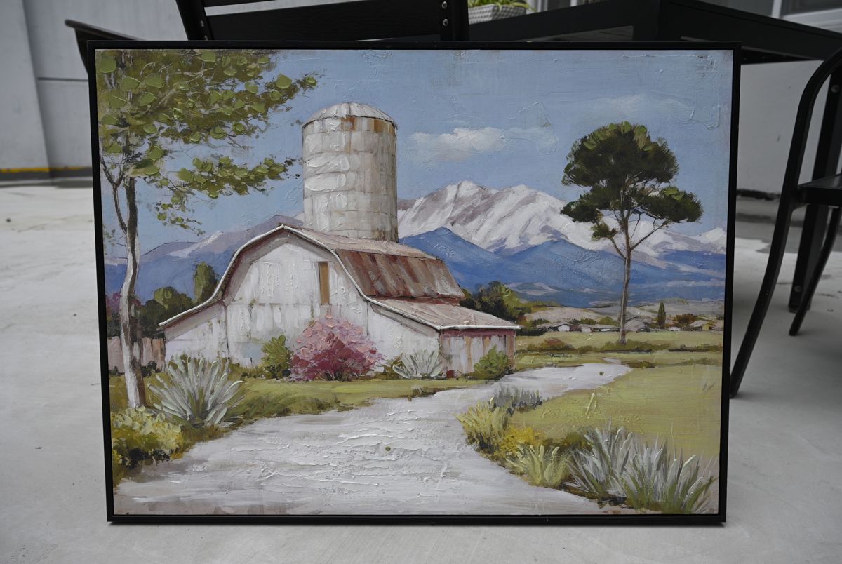 Wildflower Field and Barn Framed Canvas — view 4