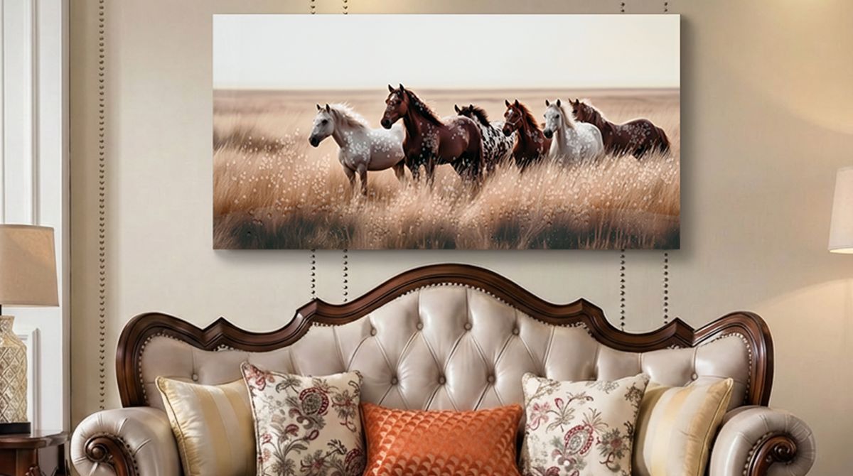 40 x 20-Inch Rustic Horses Canvas Wall Art — view 3
