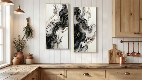 Set of 2 Framed Abstract Canvas Wall Art