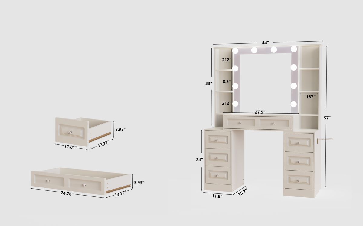 Lighted Vanity Desk with 7 Drawers — view 2