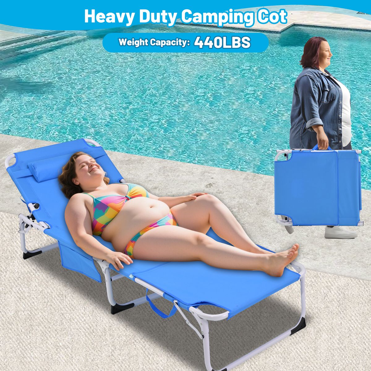 Folding Tanning Chaise with Face Opening — view 2