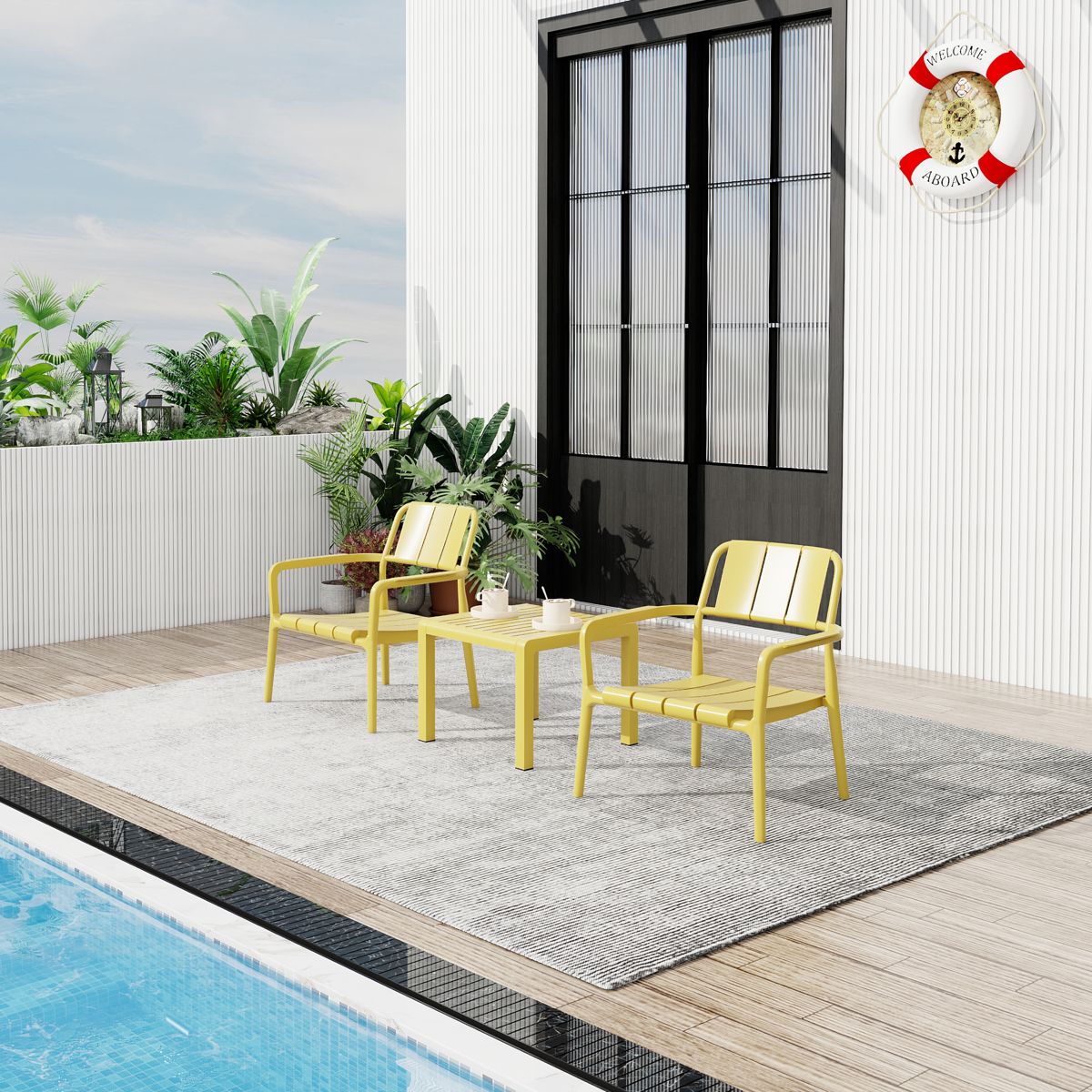 Polypropylene Chairs and Coffee Table Set — view 2