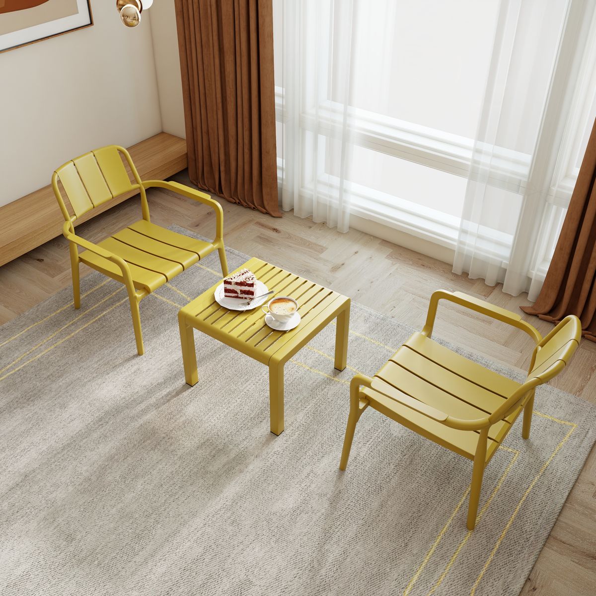 Polypropylene Chairs and Coffee Table Set — view 3