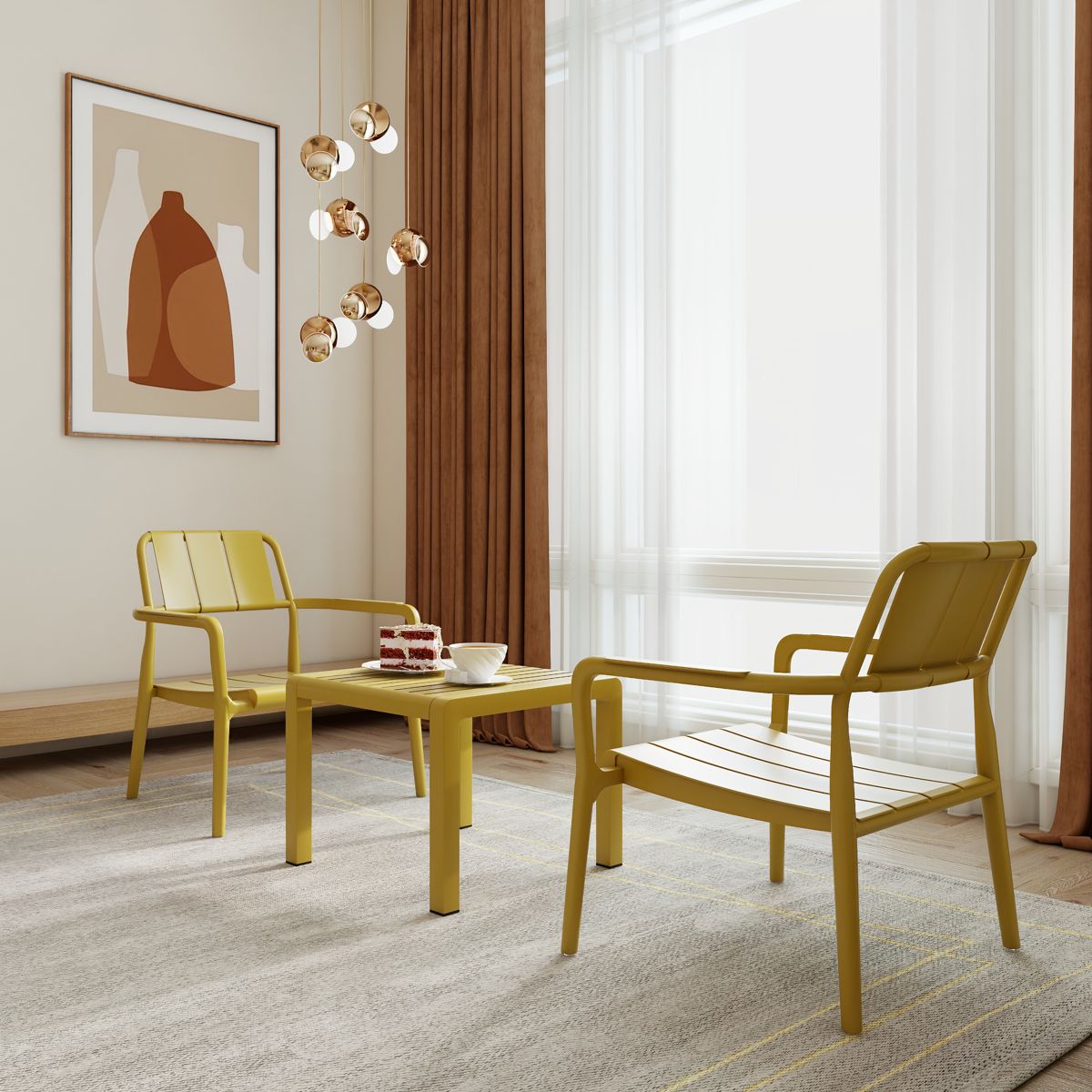 Polypropylene Chairs and Coffee Table Set — view 4