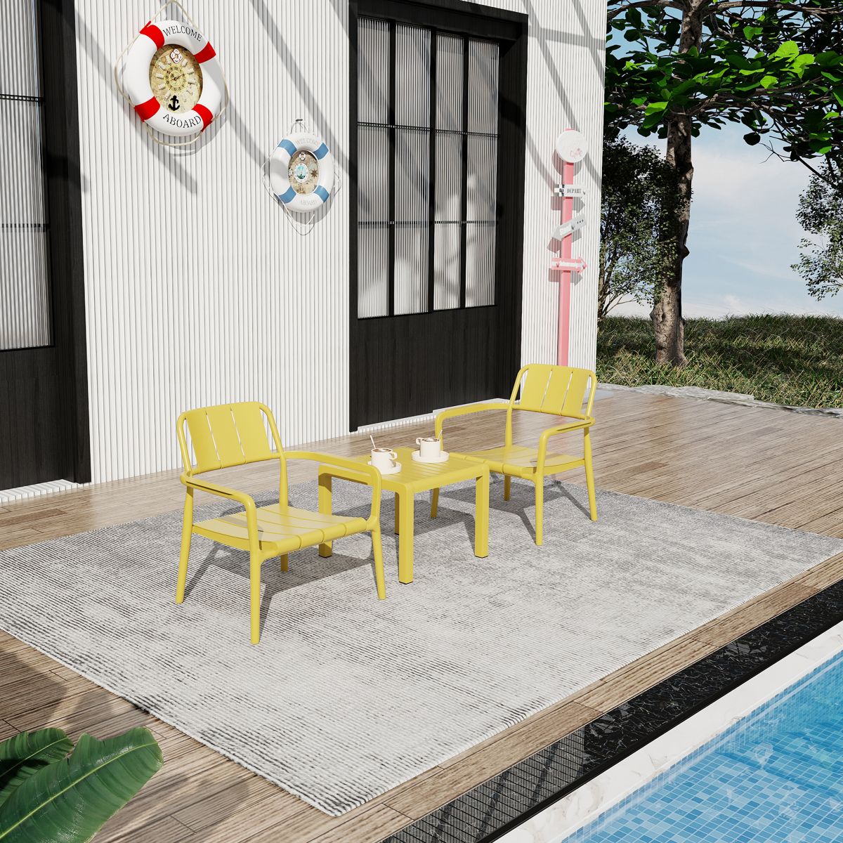 Polypropylene Chairs and Coffee Table Set