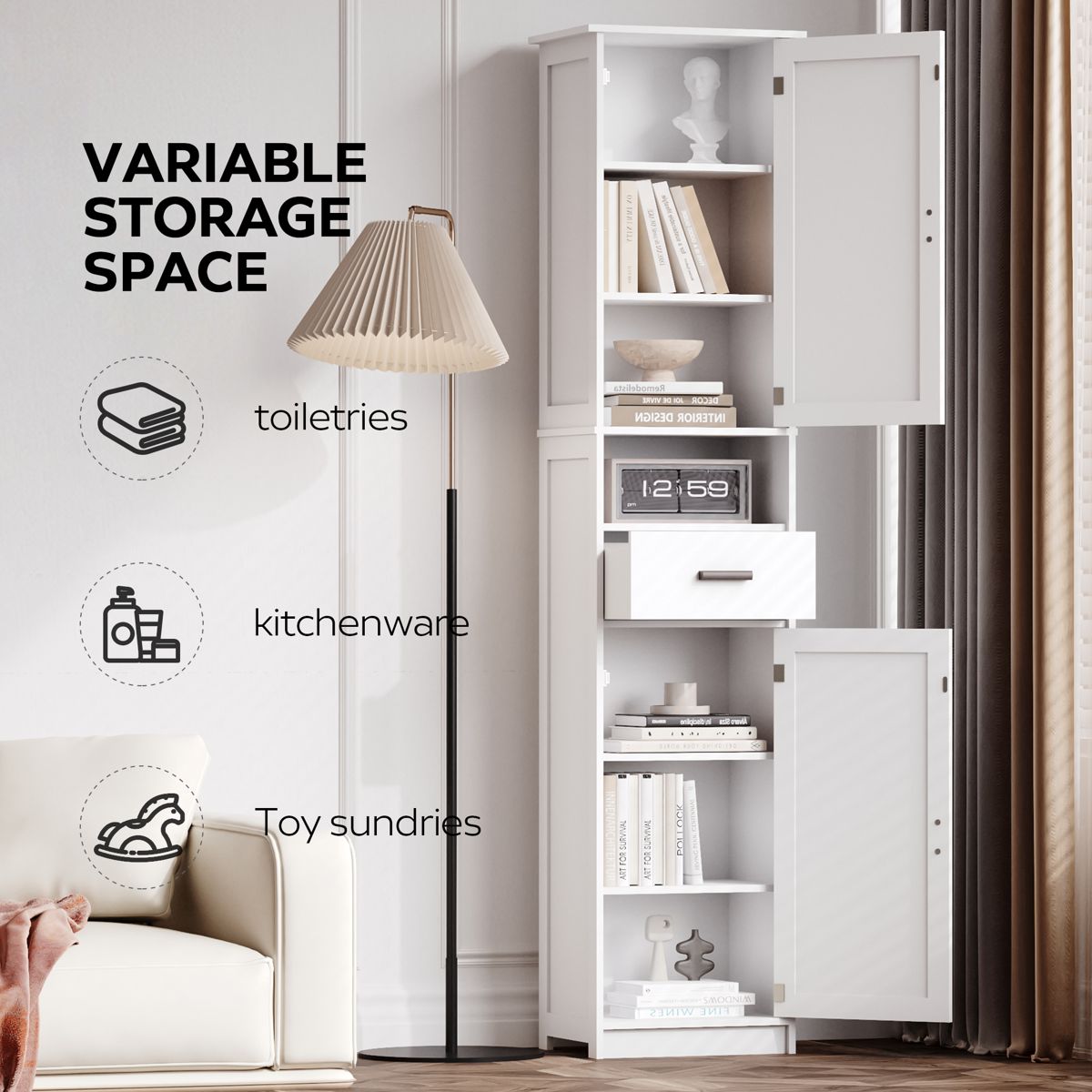 Tall Narrow Storage Cabinet with Barn Doors — view 2