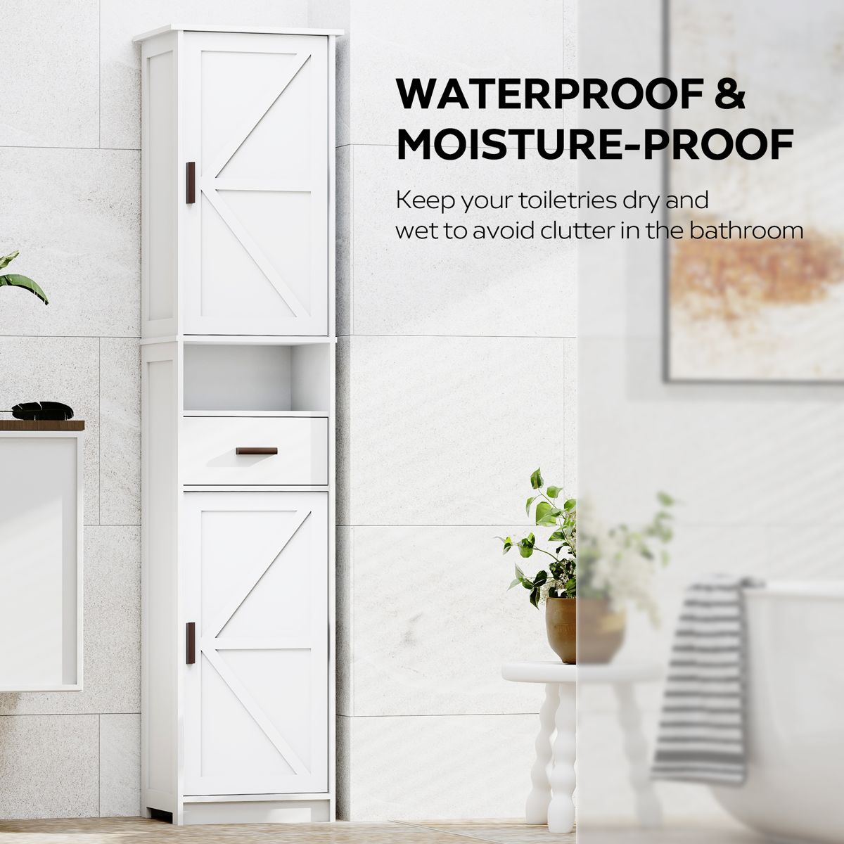 Tall Narrow Storage Cabinet with Barn Doors — view 3