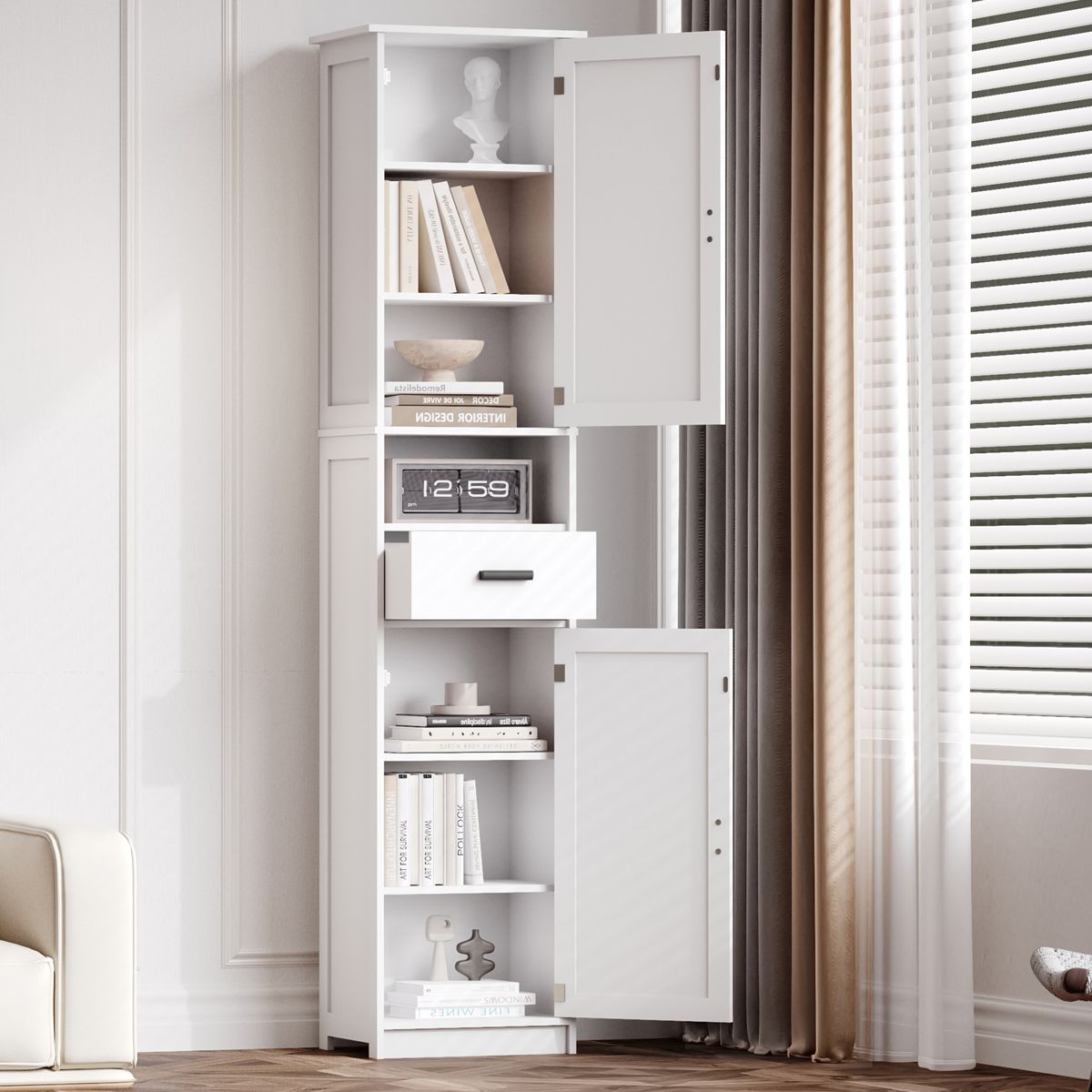Tall Narrow Storage Cabinet with Barn Doors