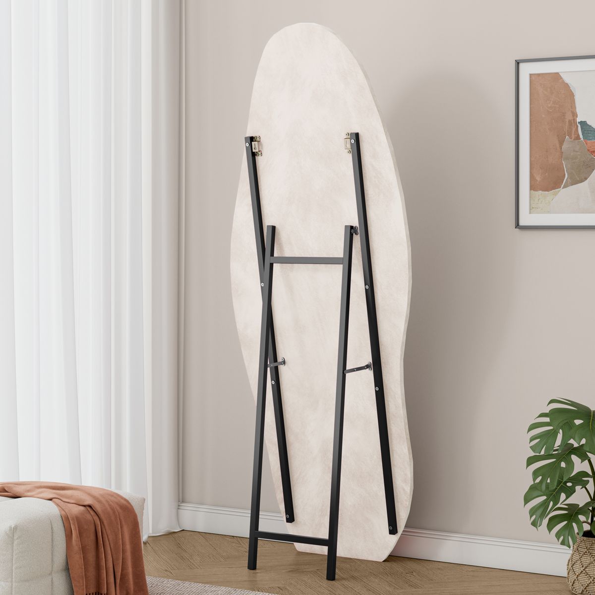 63-Inch Wavy Flannel-Wrapped Full-Length Mirror — view 4