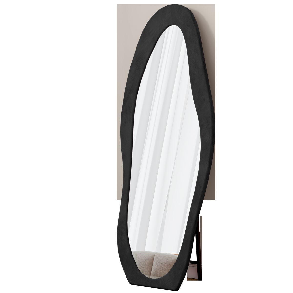 63-Inch Wavy Flannel-Wrapped Full-Length Mirror — view 2
