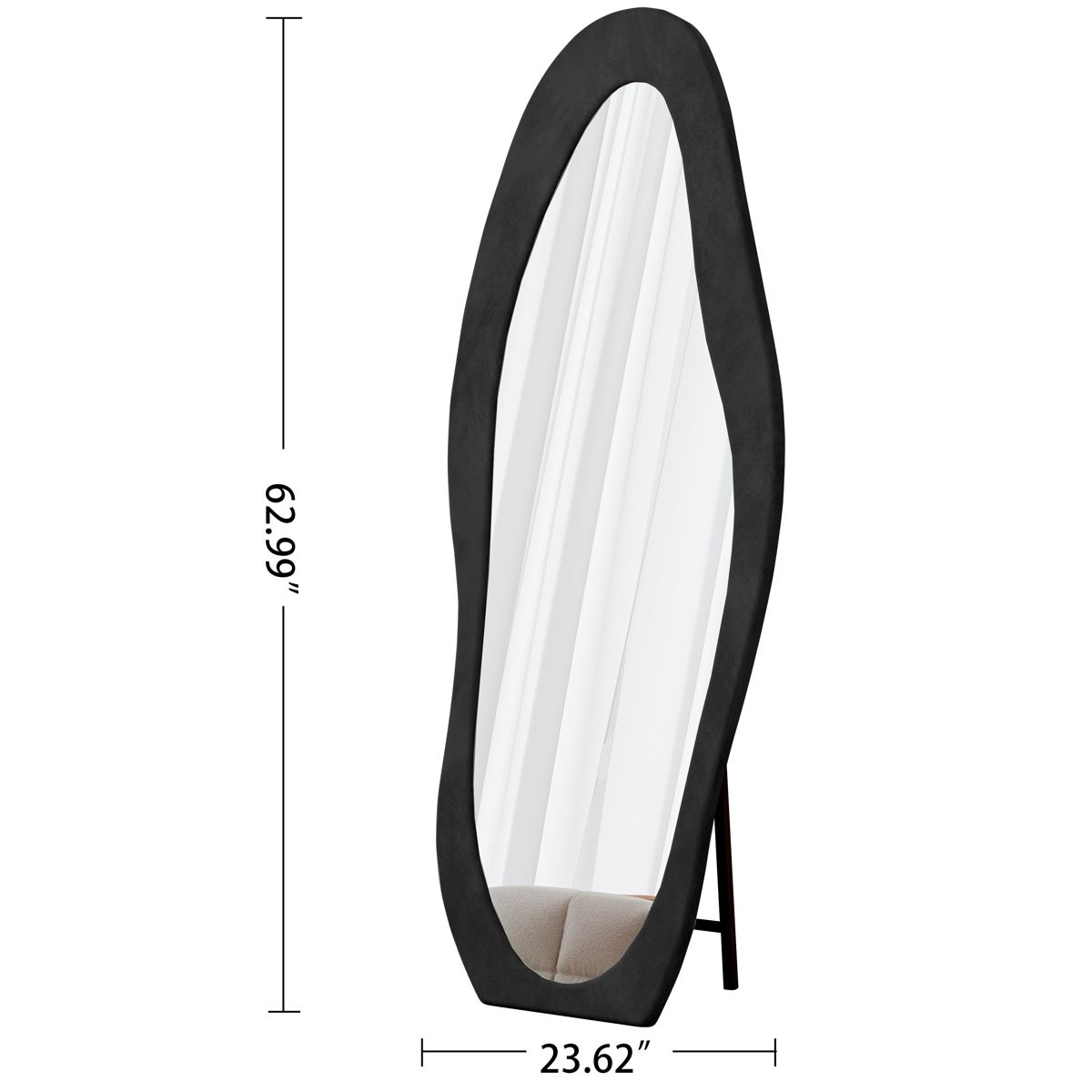 63-Inch Wavy Flannel-Wrapped Full-Length Mirror — view 4