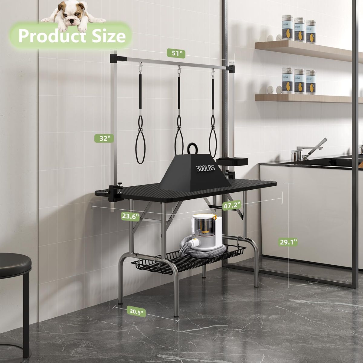 47-Inch Foldable Grooming Table with H-Frame — view 4