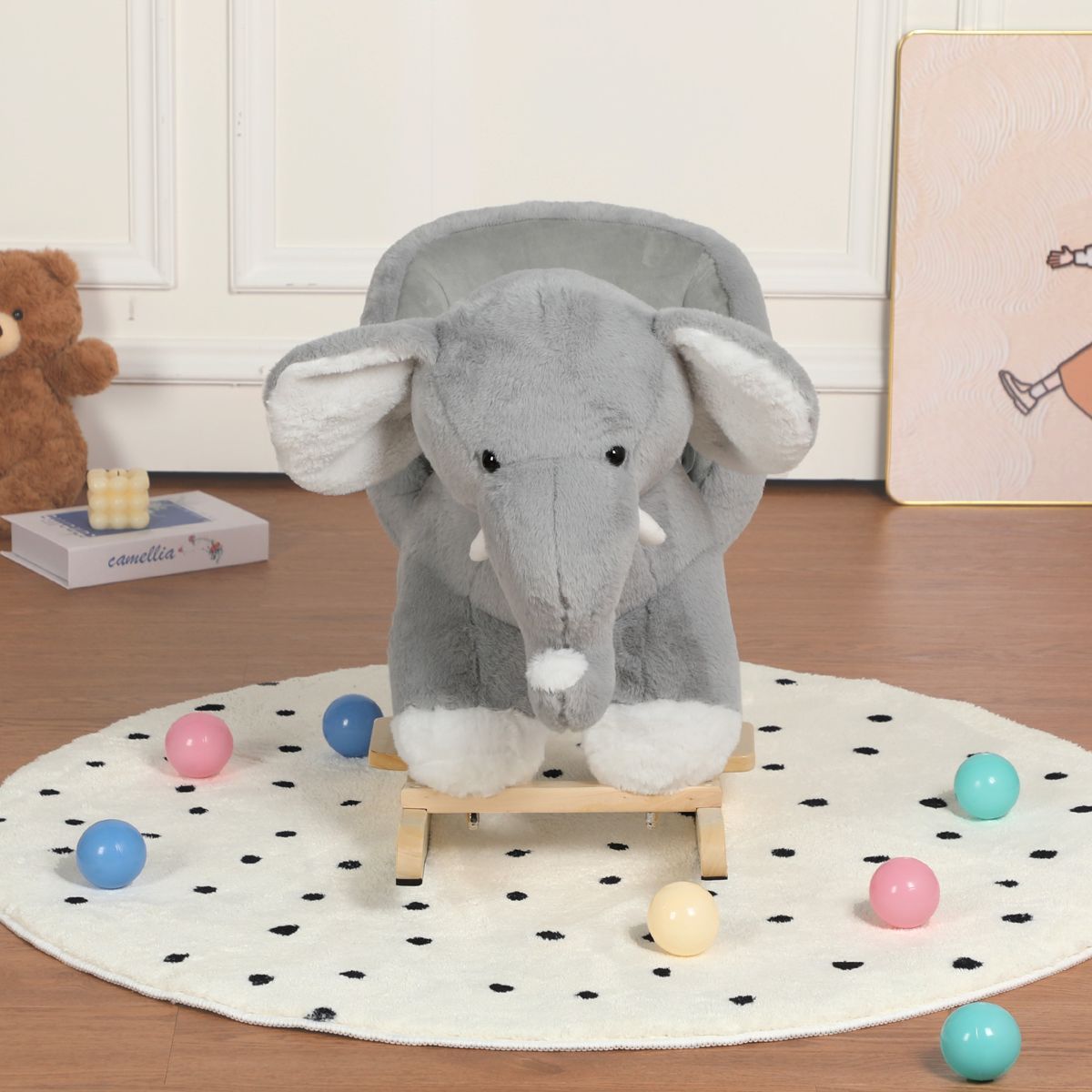 Plush Elephant Rocker with Sounds and Puppet — view 3