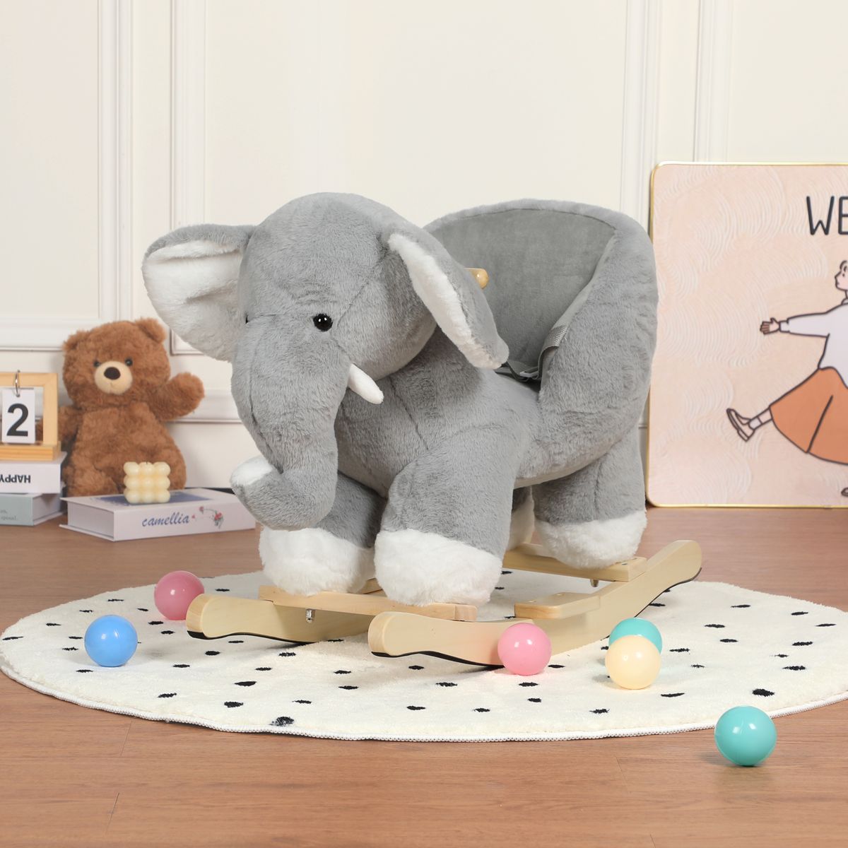 Plush Elephant Rocker with Sounds and Puppet