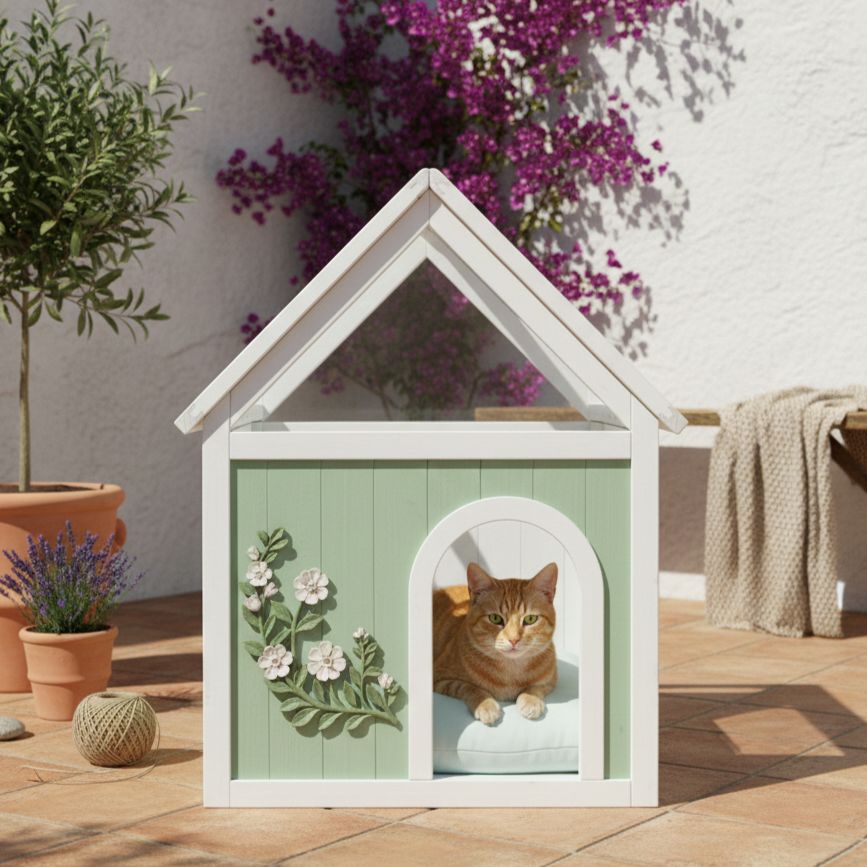 Cedar Indoor Cat House with Clear Acrylic Roof — view 3