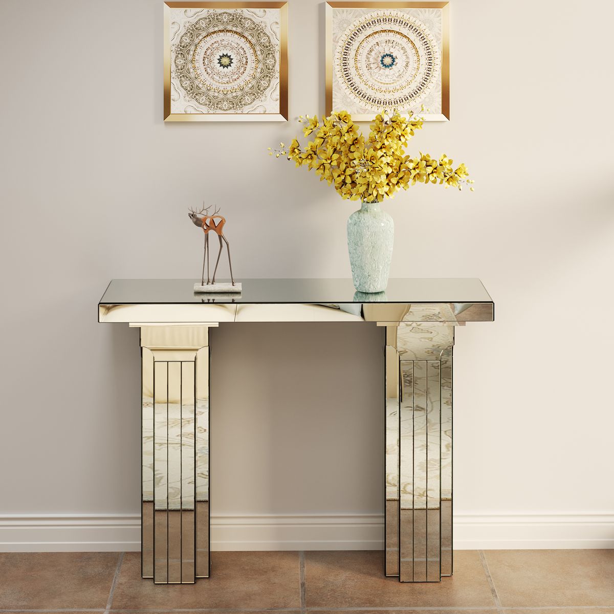 Mirrored Console Table with Tiered Edge — view 2