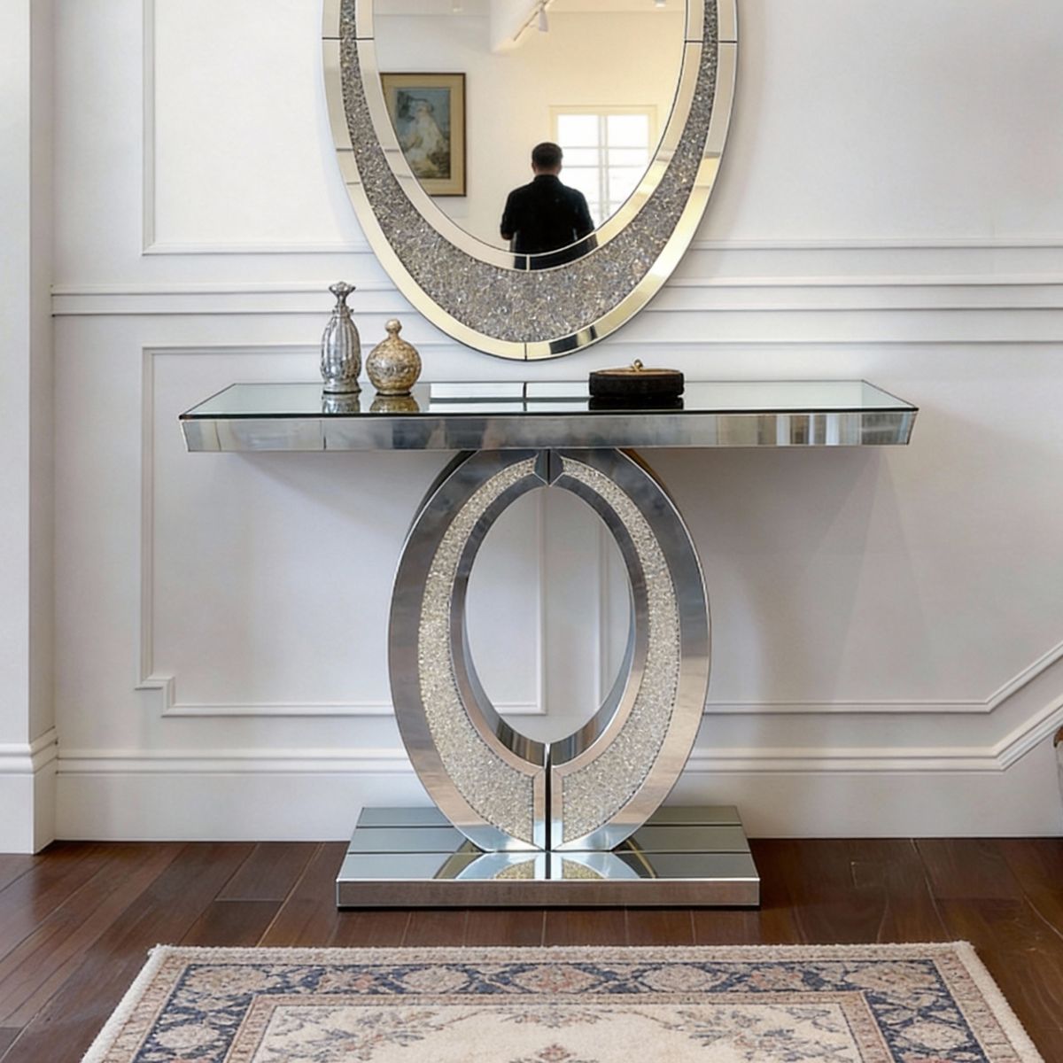 Olive-Shape Crushed Diamond Console Table — view 2