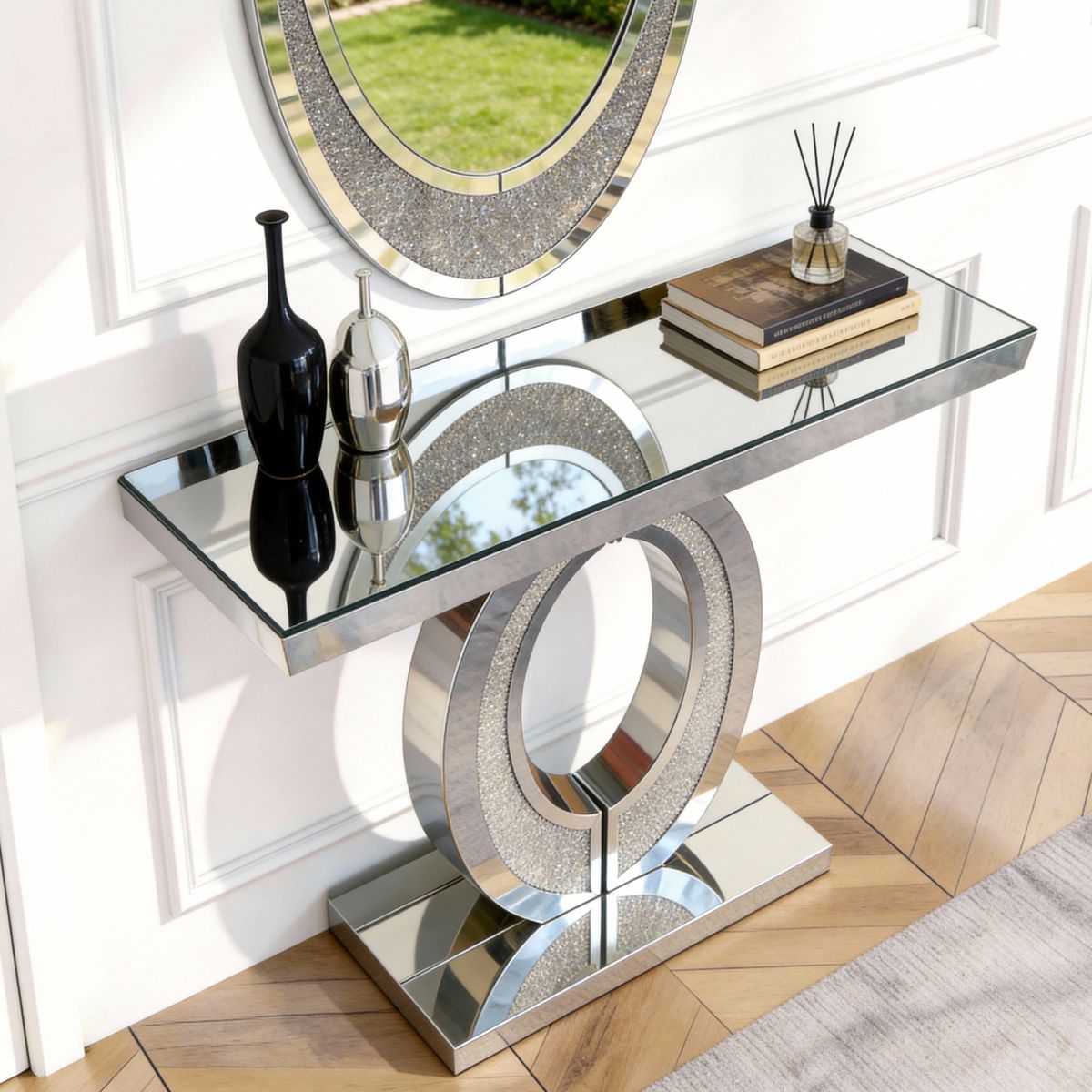 Olive-Shape Crushed Diamond Console Table — view 3