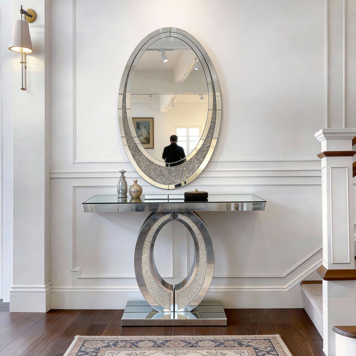 Olive-Shape Crushed Diamond Console Table — view 4