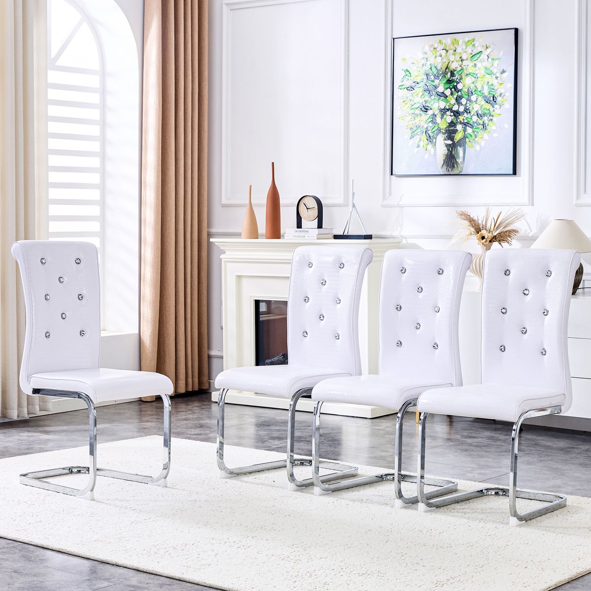 Faux Crocodile Dining Chairs, Set of 4