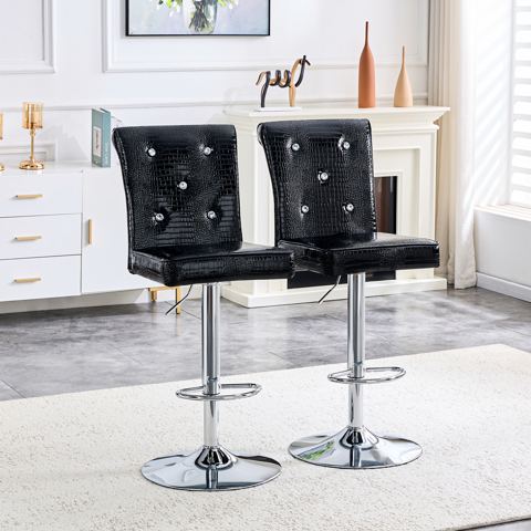 Faux Crocodile Lift Bar Chairs, Set of 2