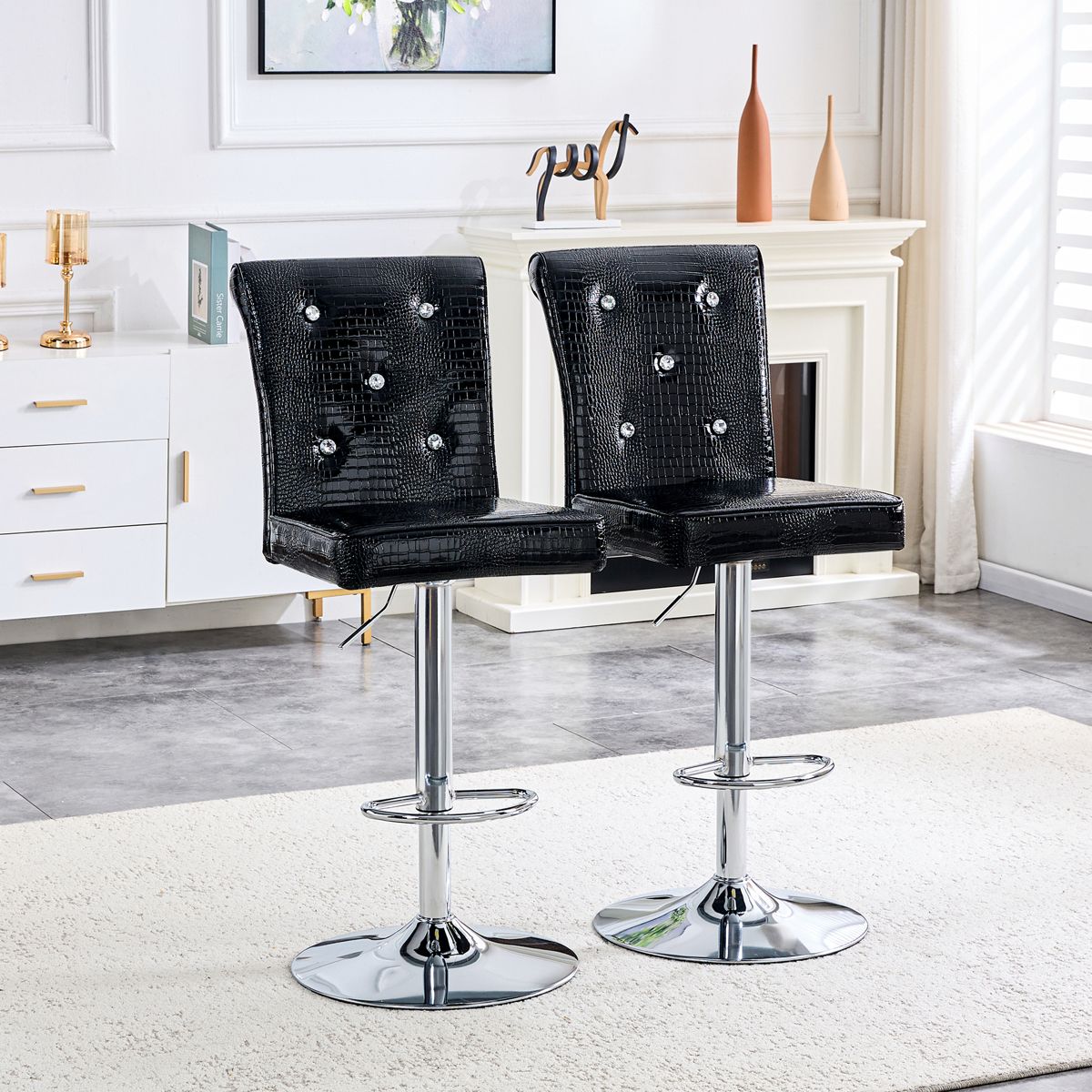 Faux Crocodile Lift Bar Chairs, Set of 2