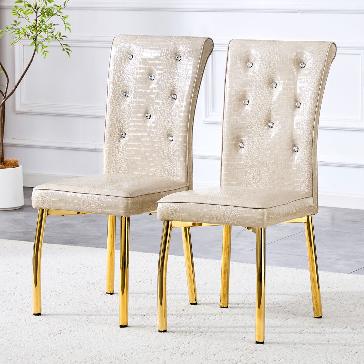 Faux Crocodile Dining Chairs, Set of 2 — view 3