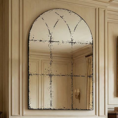 Semicircular Wall Mirror with Iron Frame — view 1