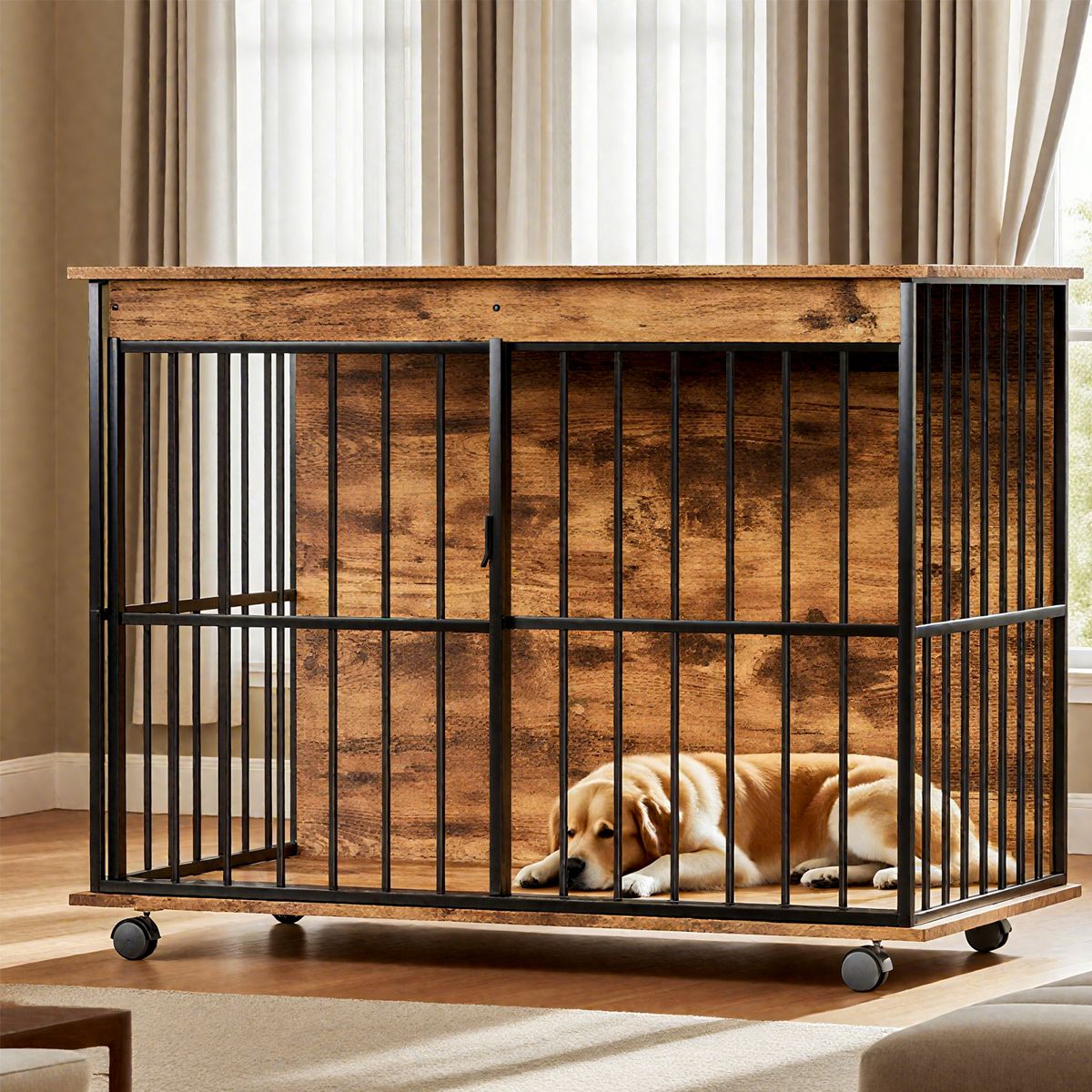 43-Inch Wood and Steel Dog Crate