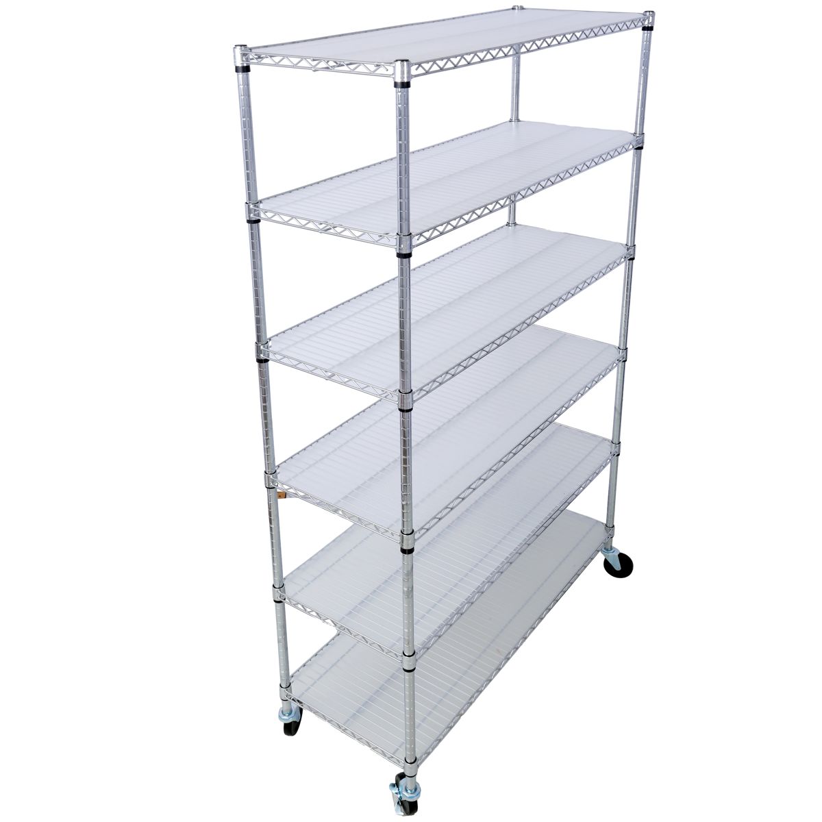 6-Tier Chrome Wire Shelving Unit on Wheels — view 3