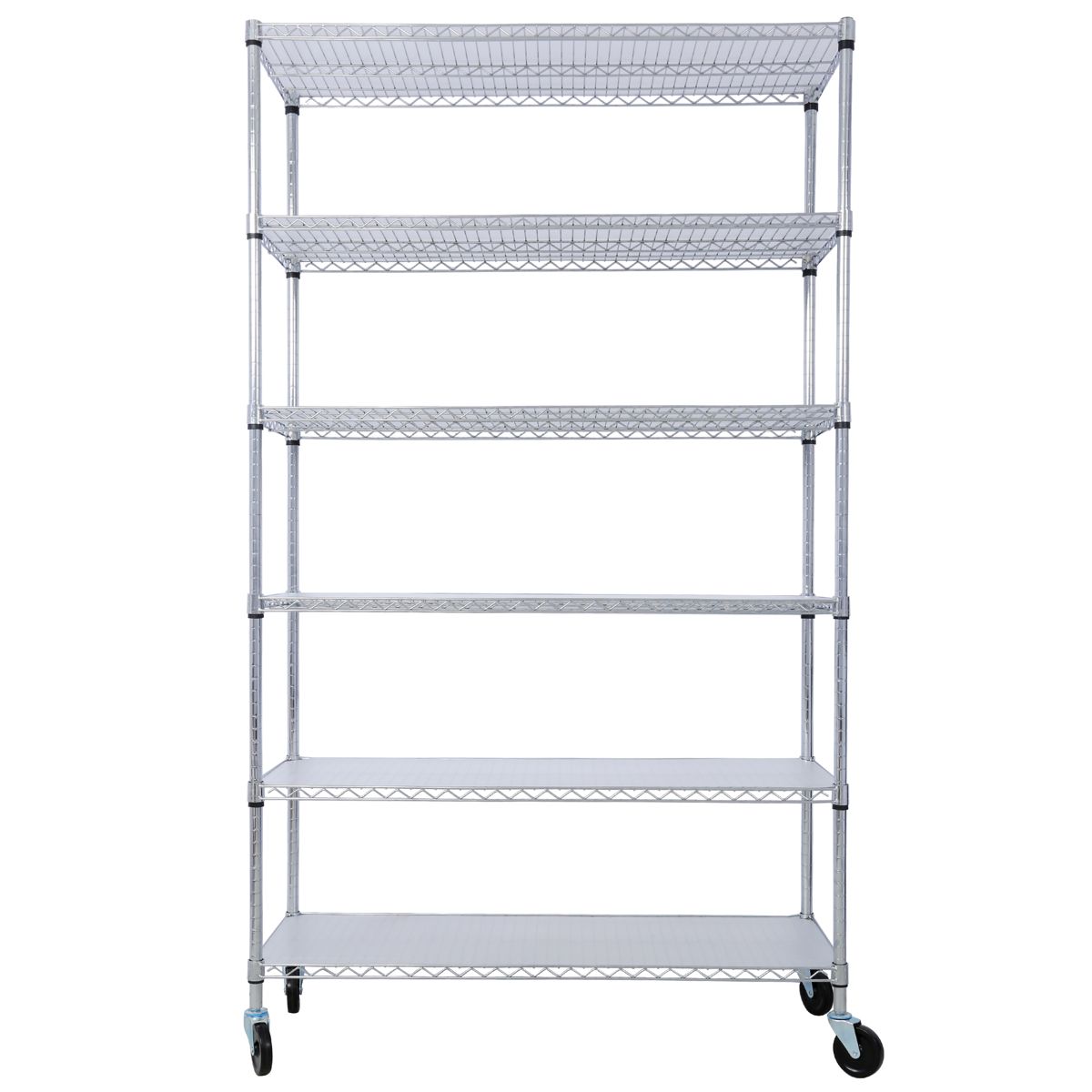 6-Tier Chrome Wire Shelving Unit on Wheels