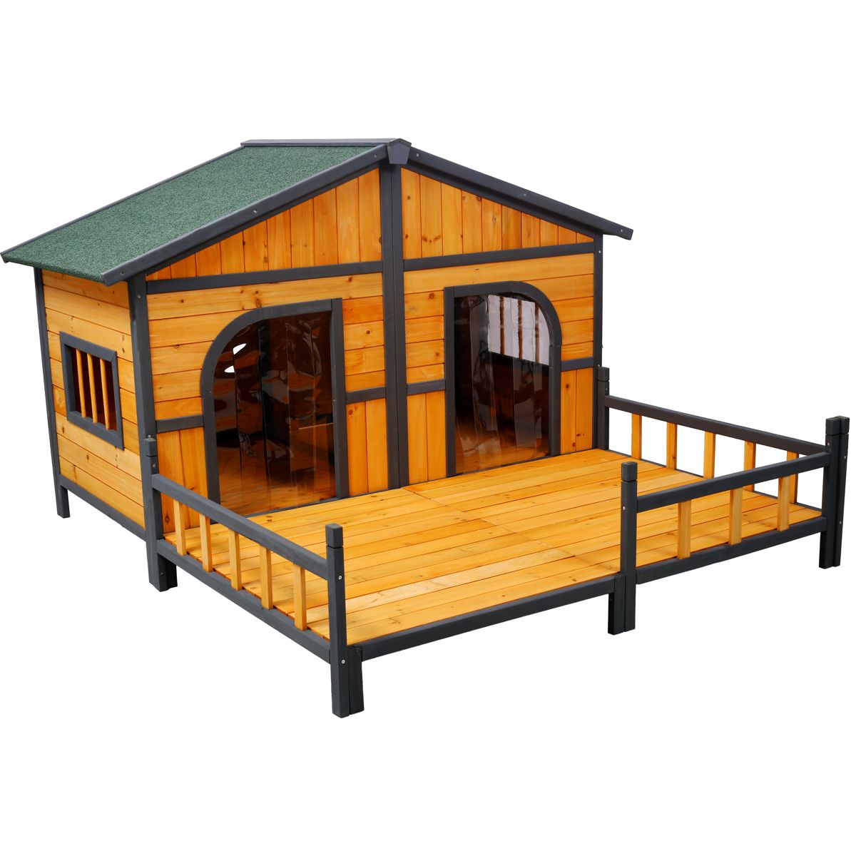 Elevated Outdoor Double Dog House with Porch