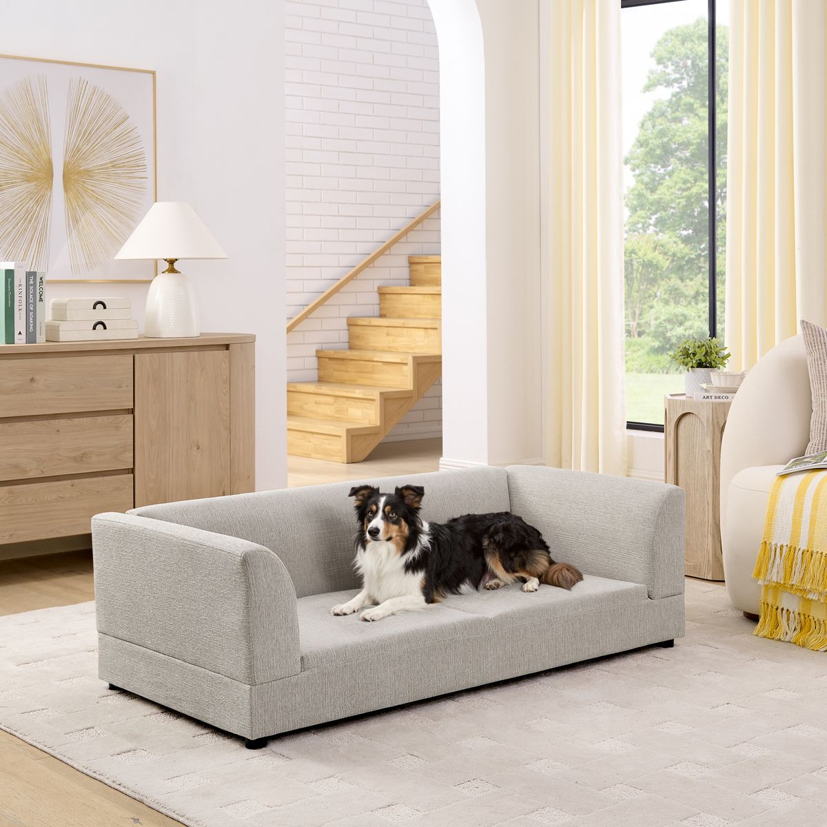 Beige Oversized Pet Sofa with Backrest — view 2