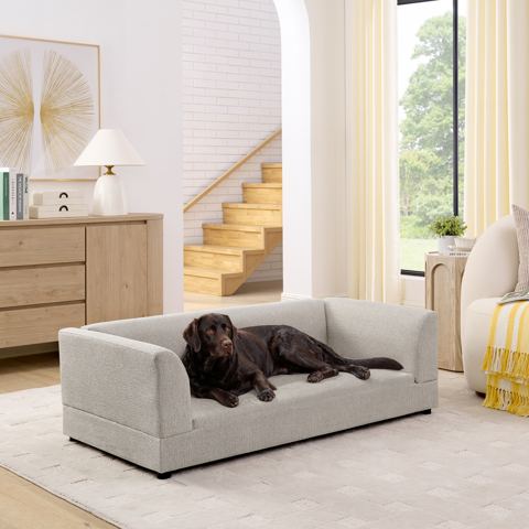 Beige Oversized Pet Sofa with Backrest