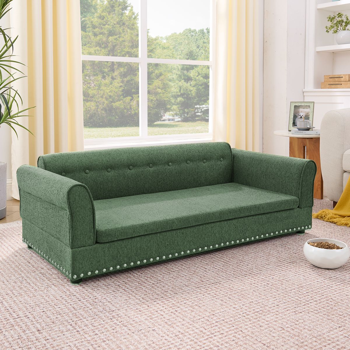 Olive Green Oversized Pet Sofa with Backrest — view 3
