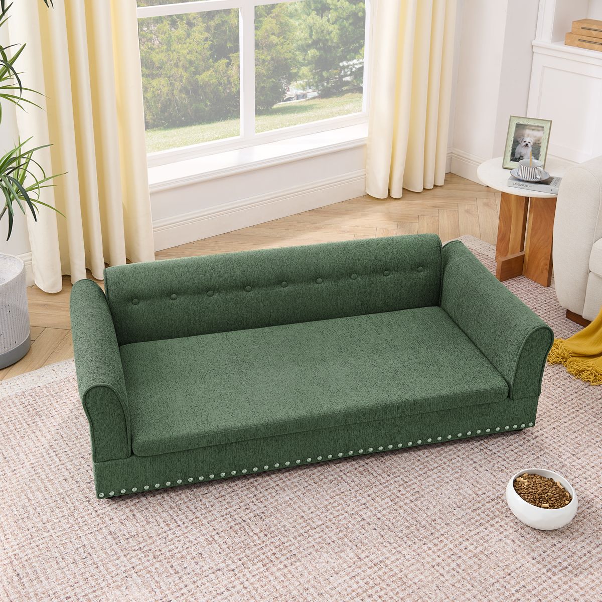Olive Green Oversized Pet Sofa with Backrest — view 4