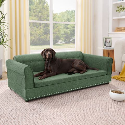 Olive Green Oversized Pet Sofa with Backrest