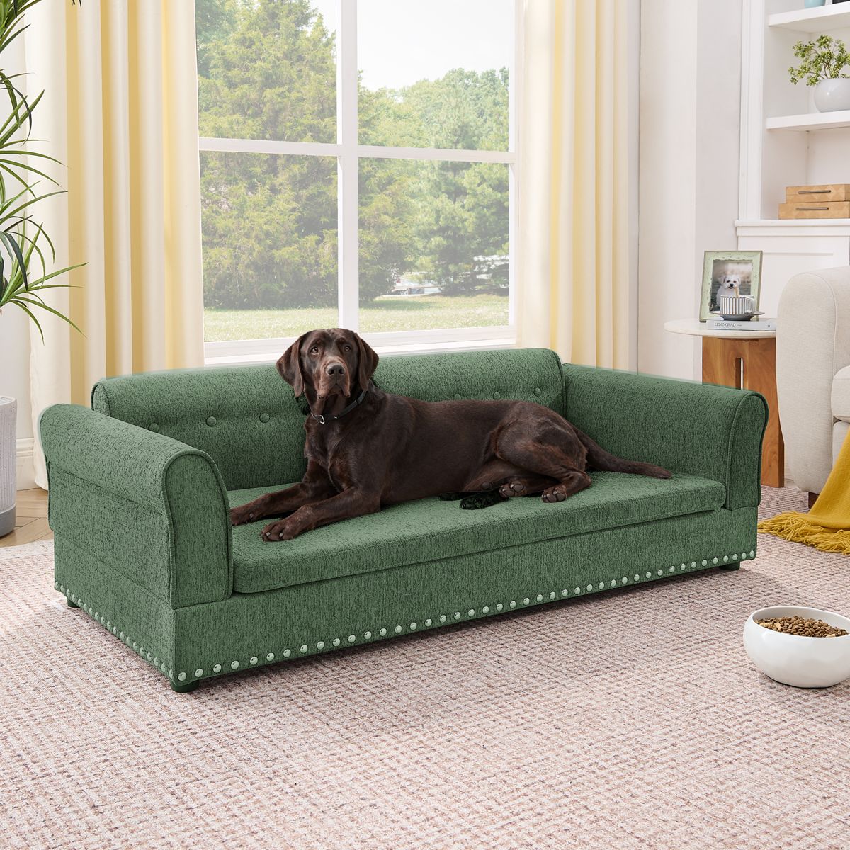 Olive Green Oversized Pet Sofa with Backrest