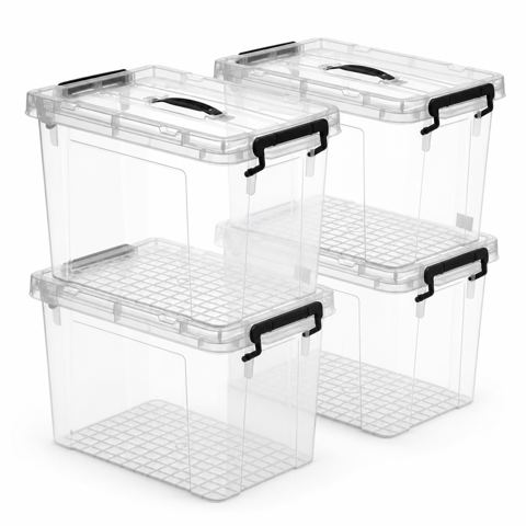90-Quart Clear Latching Storage Bins, 4-Pack