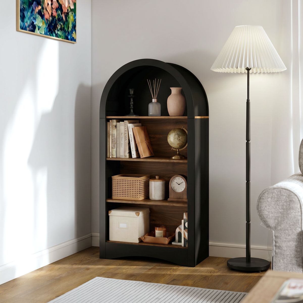 47-Inch Arched Display Rack with Wood Shelves — view 2