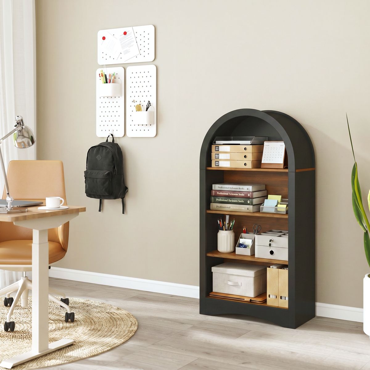 47-Inch Arched Display Rack with Wood Shelves — view 3
