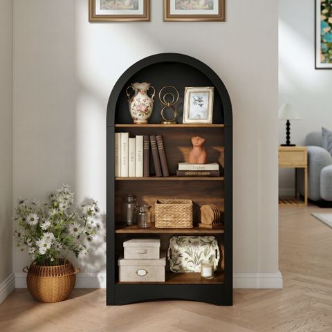 47-Inch Arched Display Rack with Wood Shelves