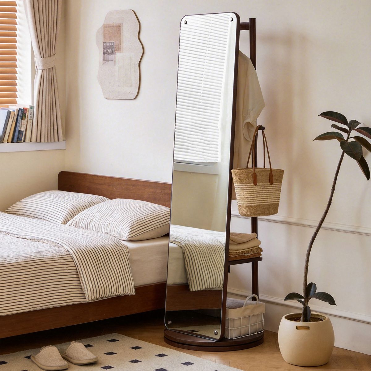 Rotating Full-Length Mirror with Clothes Rack — view 2