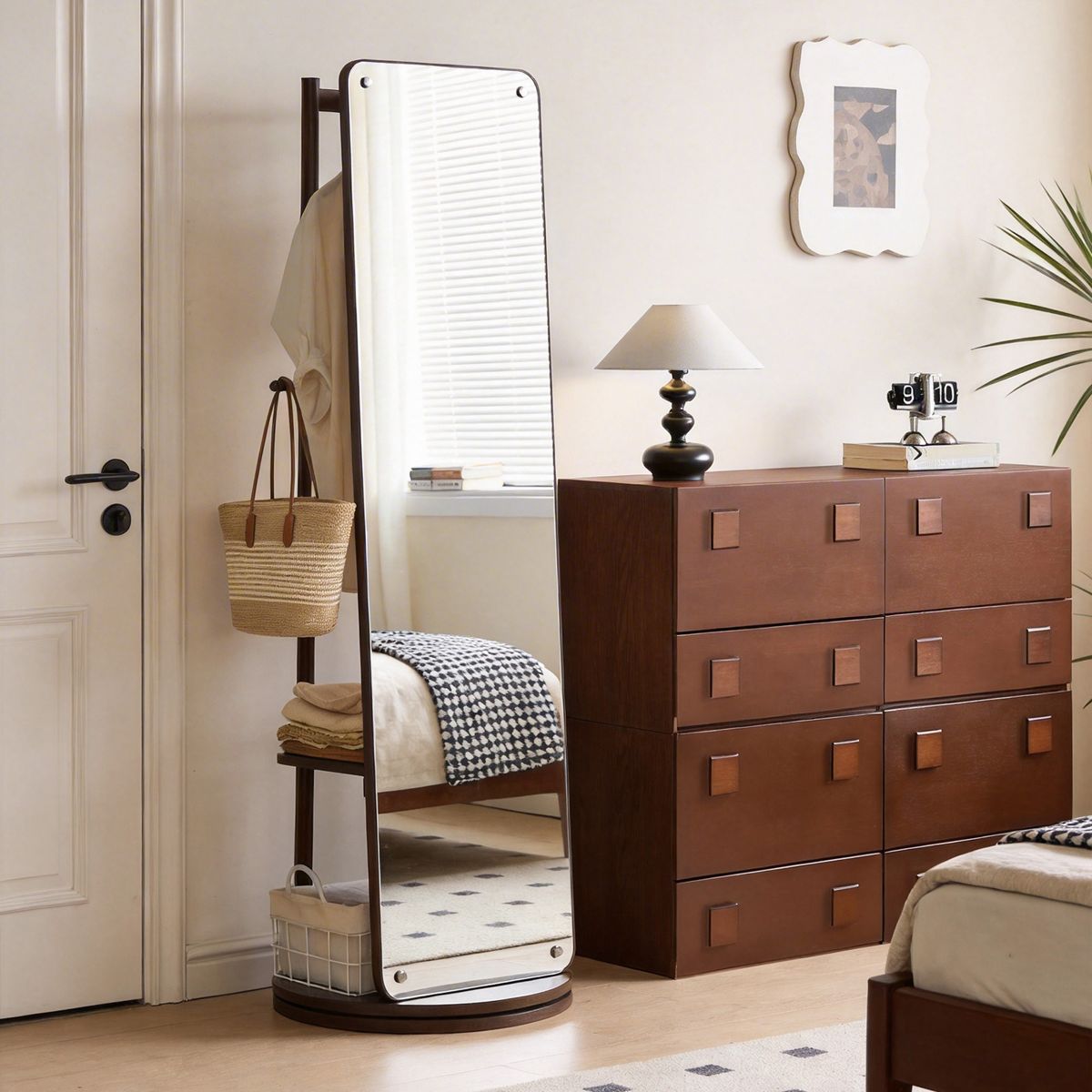 Rotating Full-Length Mirror with Clothes Rack — view 3