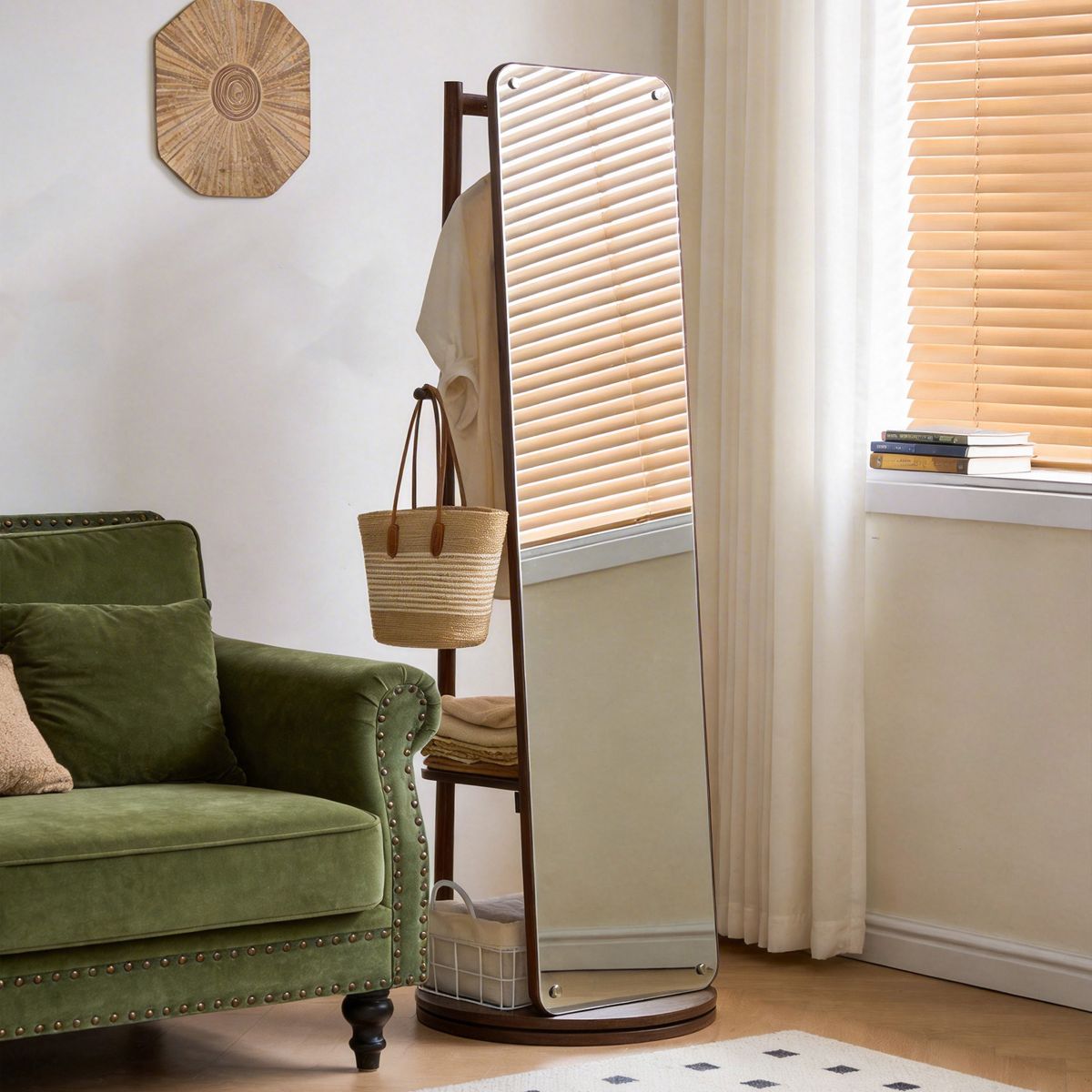Rotating Full-Length Mirror with Clothes Rack — view 4