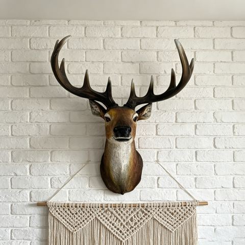 Resin Stag Head Wall Mount with Antlers