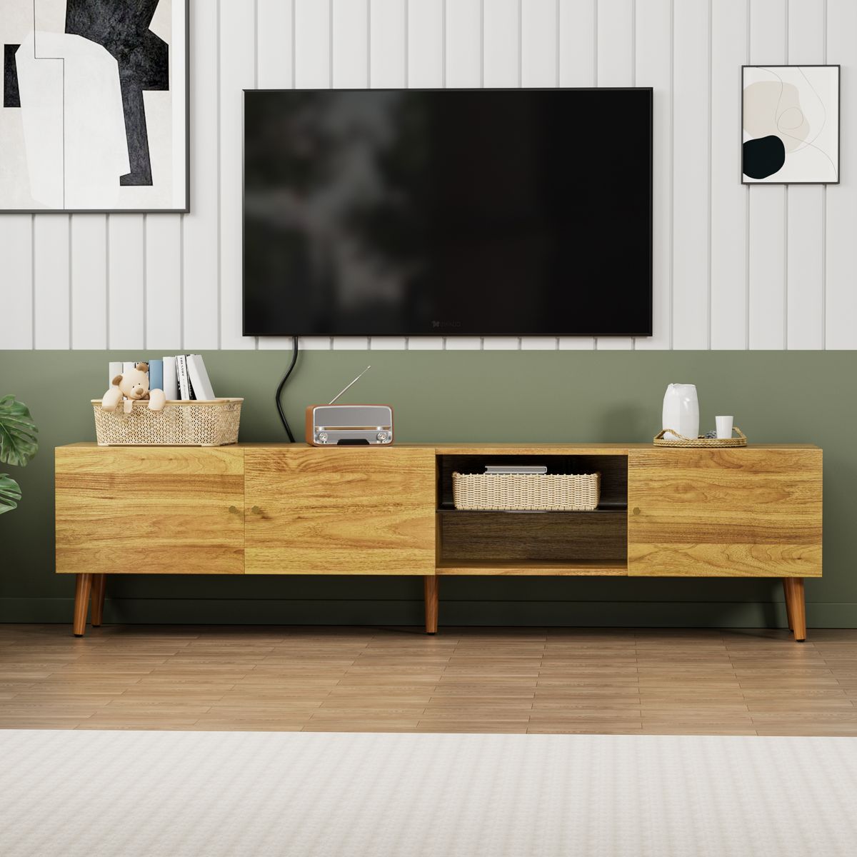 70-Inch Mid-Century TV Stand with Storage — view 2